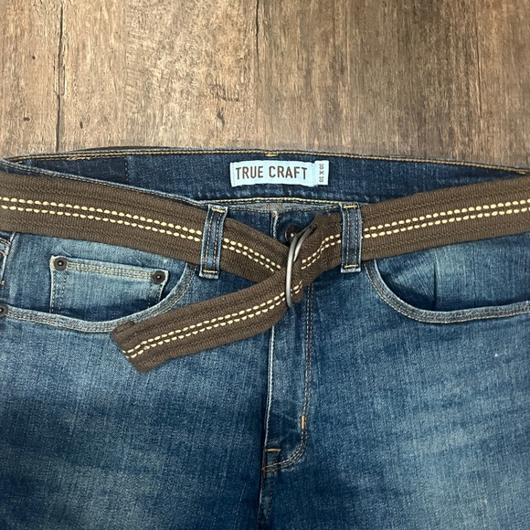 FINAL PRICE Men’s True Craft Tapered Denim Blue Jeans with Belt - Picture 4 of 7